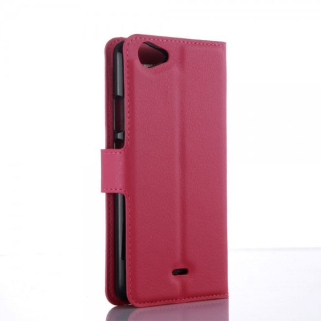 Wiko Rainbow Jam Leder Case mit Litchitextur - rosa