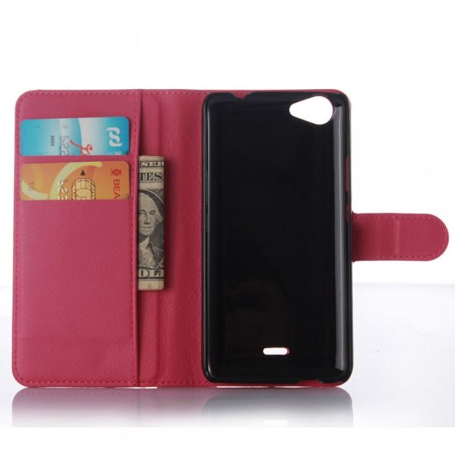 Wiko Rainbow Jam Leder Case mit Litchitextur - rosa