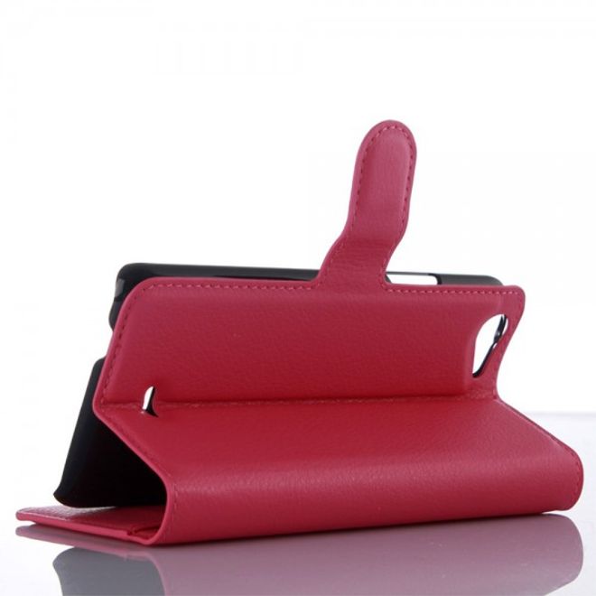 Wiko Rainbow Jam Leder Case mit Litchitextur - rosa