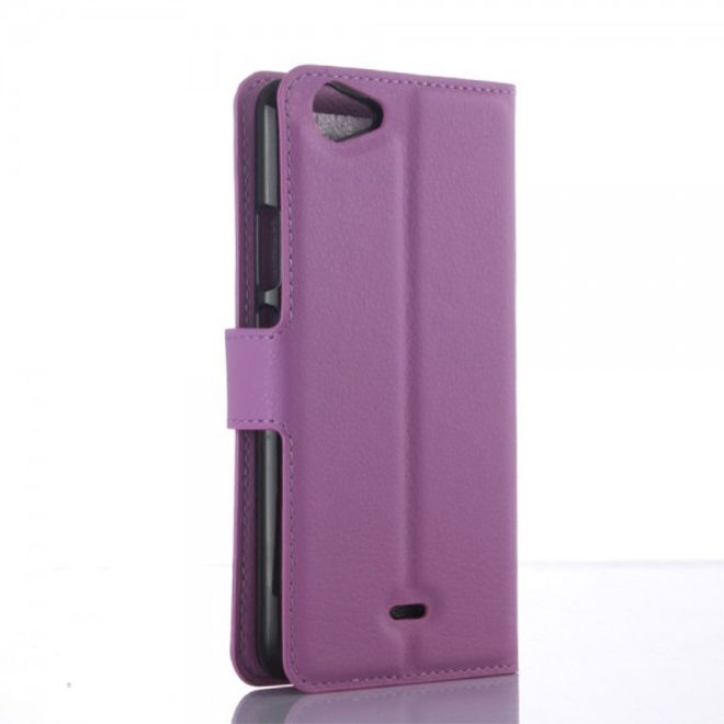 Wiko Rainbow Jam Leder Case mit Litchitextur - purpur