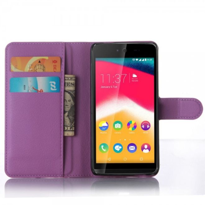 Wiko Rainbow Jam Leder Case mit Litchitextur - purpur