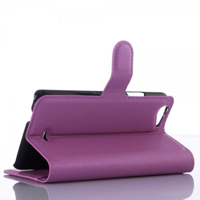 Wiko Rainbow Jam Leder Case mit Litchitextur - purpur