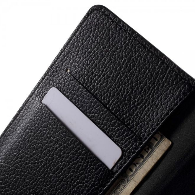 Wiko Rainbow Up Leder Case mit Litchitextur und Standfunktion - schwarz