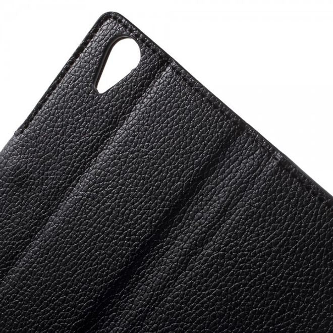 Wiko Rainbow Up Leder Case mit Litchitextur und Standfunktion - schwarz