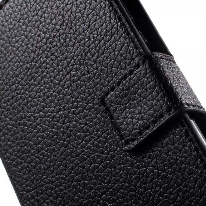 Wiko Rainbow Up Leder Case mit Litchitextur und Standfunktion - schwarz