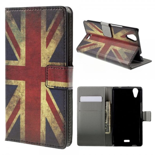 Wiko Rainbow Up Leder Case mit UK Flagge retro-style