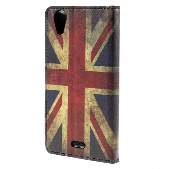 Wiko Rainbow Up Leder Case mit UK Flagge retro-style