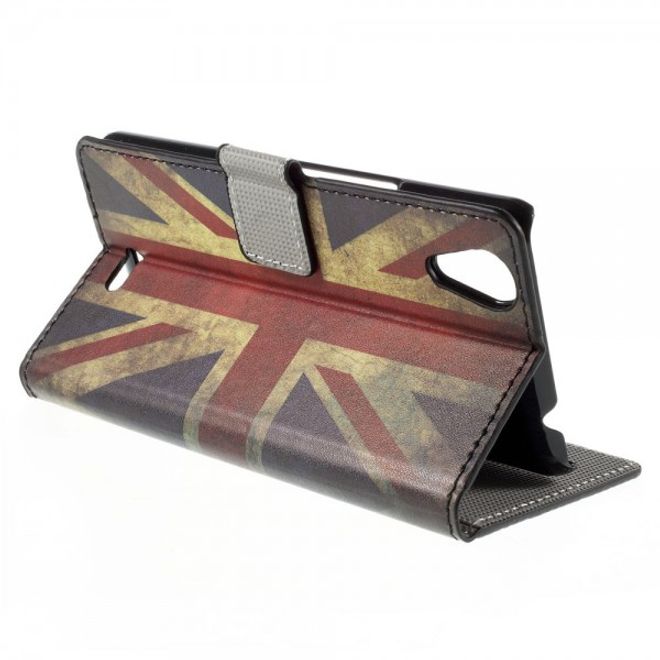 Wiko Rainbow Up Leder Case mit UK Flagge retro-style