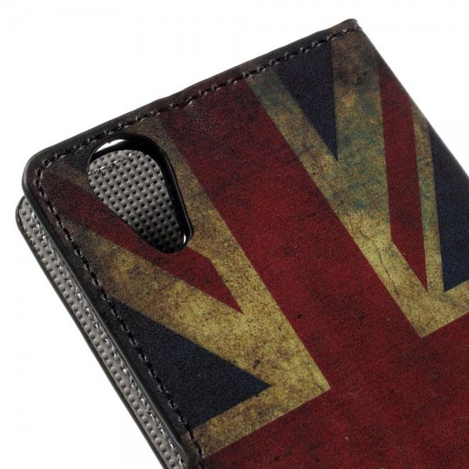 Wiko Rainbow Up Leder Case mit UK Flagge retro-style