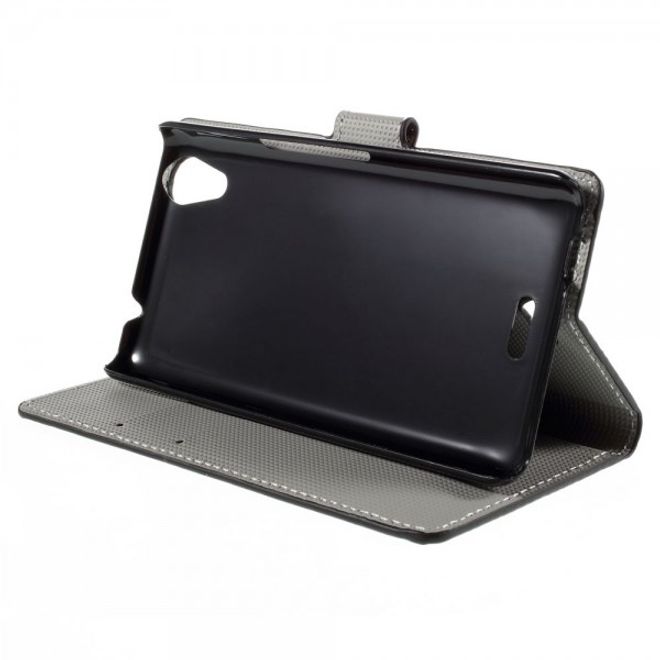 Wiko Rainbow Up Leder Case mit USA Flagge retro-style