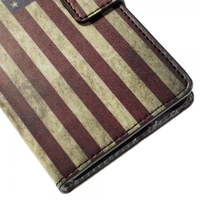 Wiko Rainbow Up Leder Case mit USA Flagge retro-style