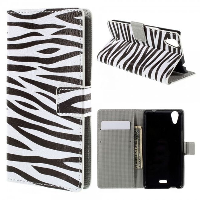 Wiko Rainbow Up Leder Case mit Zebrastreifen