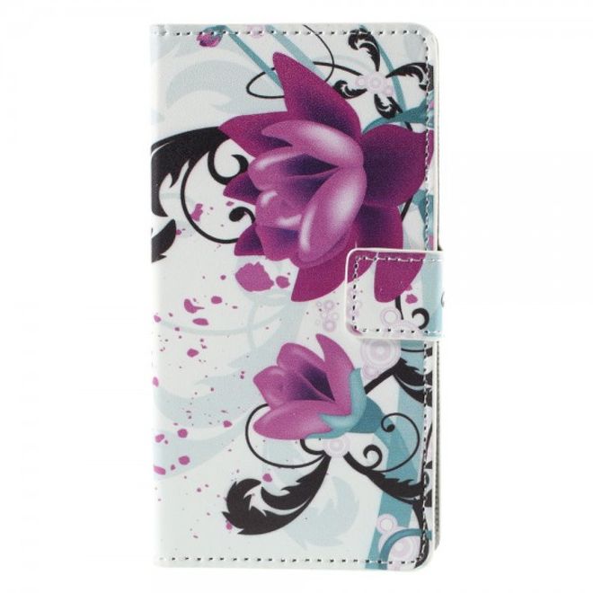 Wiko Rainbow Up Leder Case mit Lotus Blumen