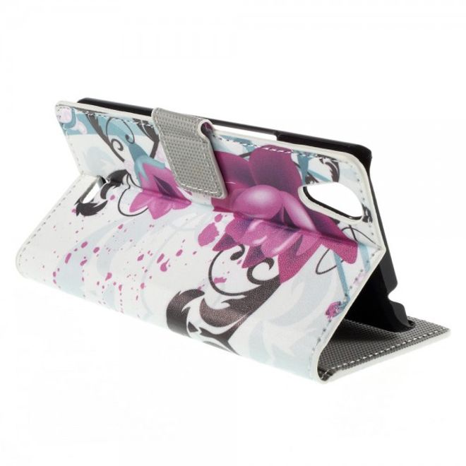 Wiko Rainbow Up Leder Case mit Lotus Blumen