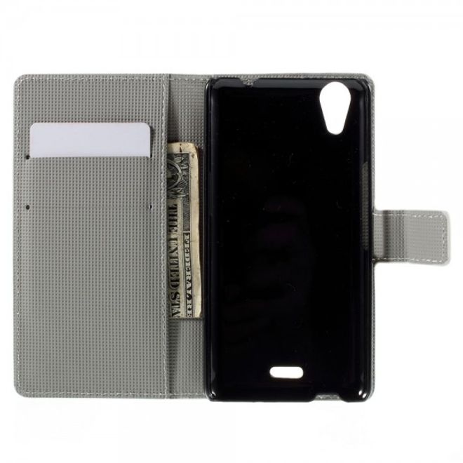 Wiko Rainbow Up Leder Case mit Lotus Blumen