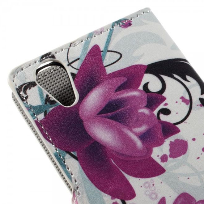 Wiko Rainbow Up Leder Case mit Lotus Blumen