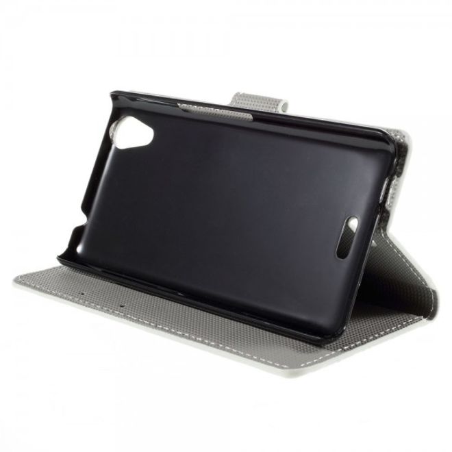 Wiko Rainbow Up Leder Case mit Schmetterlingen und Kreisen