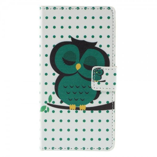 Wiko Rainbow Up Leder Case mit schlafender Eule