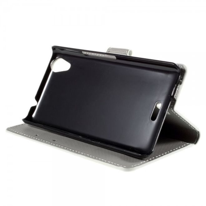 Wiko Rainbow Up Leder Case mit schlafender Eule