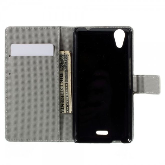 Wiko Rainbow Up Leder Case mit schlafender Eule