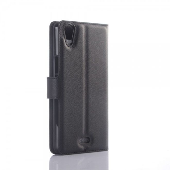 Wiko Rainbow Up Leder Case mit Litchitextur - schwarz