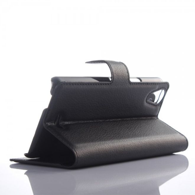 Wiko Rainbow Up Leder Case mit Litchitextur - schwarz