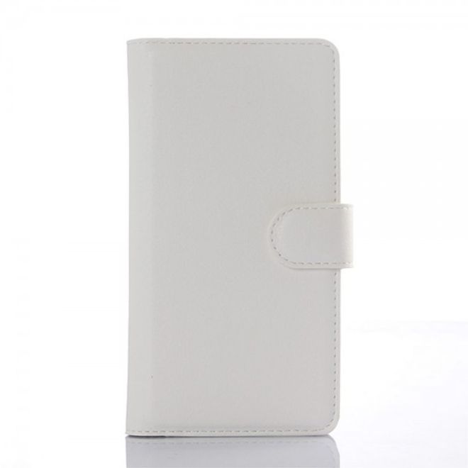 Wiko Rainbow Up Leder Case mit Litchitextur - weiss