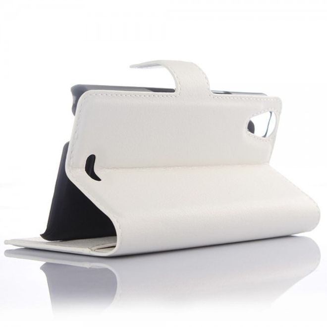 Wiko Rainbow Up Leder Case mit Litchitextur - weiss