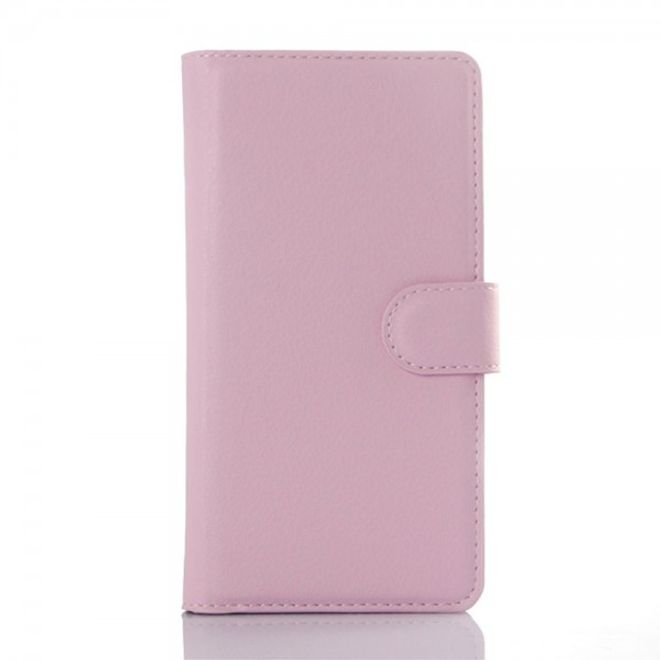 Wiko Rainbow Up Leder Case mit Litchitextur - pink