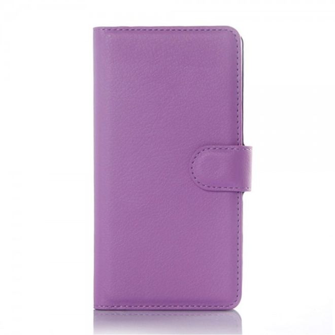 Wiko Rainbow Up Leder Case mit Litchitextur - purpur