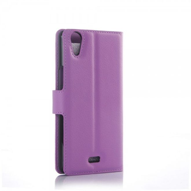 Wiko Rainbow Up Leder Case mit Litchitextur - purpur