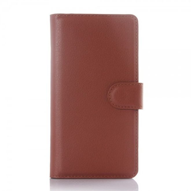 Wiko Rainbow Up Leder Case mit Litchitextur - braun