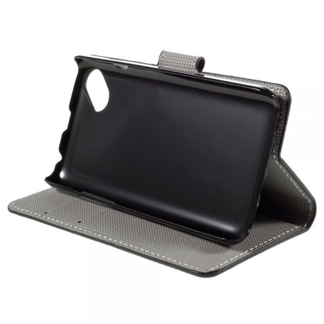 Wiko Sunset2 Leder Case mit USA Flagge retro-style