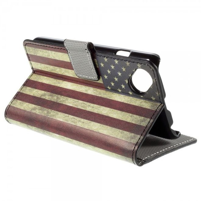 Wiko Sunset2 Leder Case mit USA Flagge retro-style