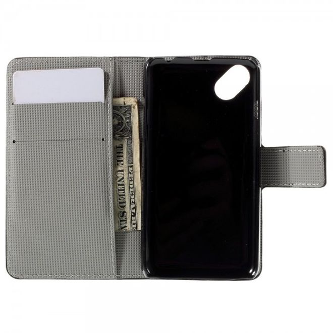 Wiko Sunset2 Leder Case mit USA Flagge retro-style