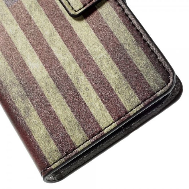 Wiko Sunset2 Leder Case mit USA Flagge retro-style