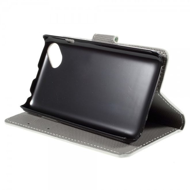 Wiko Sunset2 Leder Case mit Schmetterlingen und Kreisen