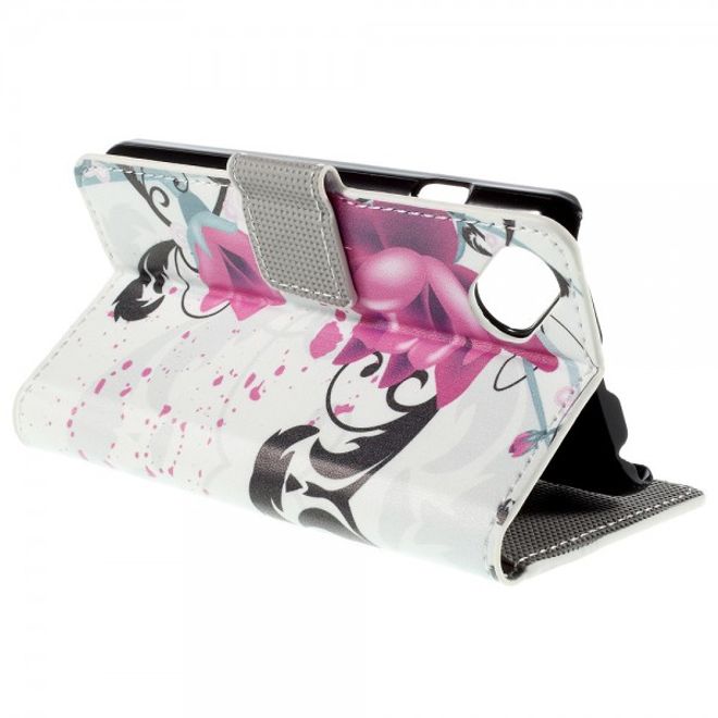 Wiko Sunset2 Leder Case mit Lotus Blumen