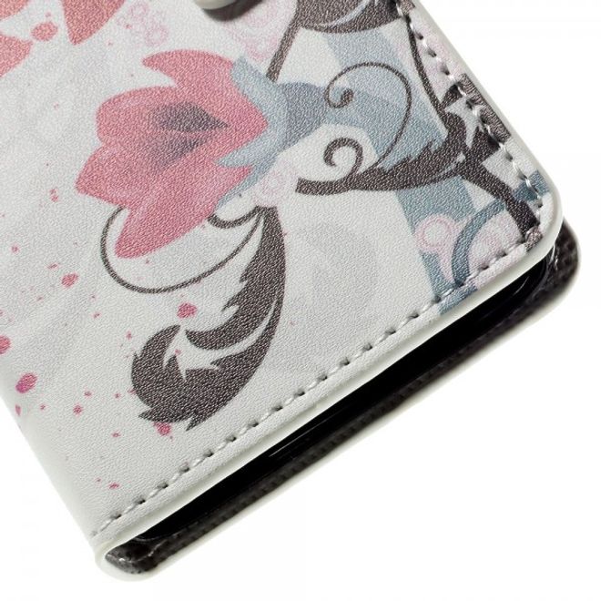 Wiko Sunset2 Leder Case mit Lotus Blumen