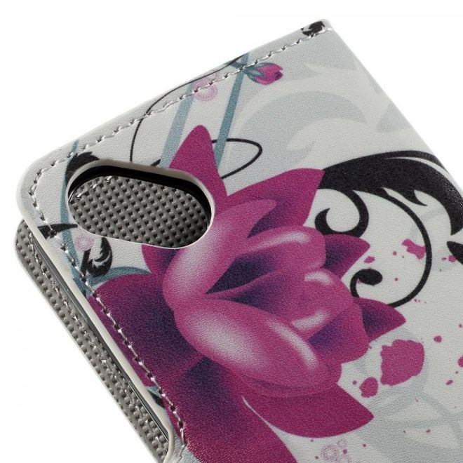 Wiko Sunset2 Leder Case mit Lotus Blumen