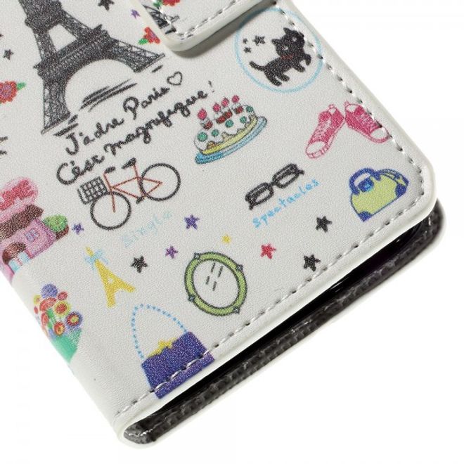 Wiko Sunset2 Leder Case mit Eiffelturm und kleinen Sujets