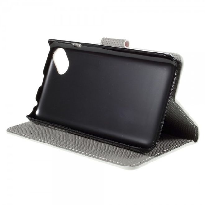 Wiko Sunset2 Leder Case mit vielen kleinen Eulen