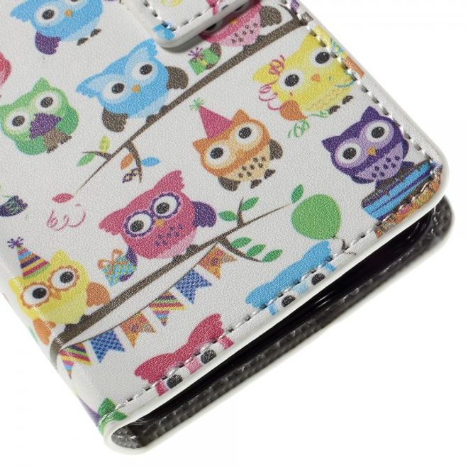 Wiko Sunset2 Leder Case mit vielen kleinen Eulen