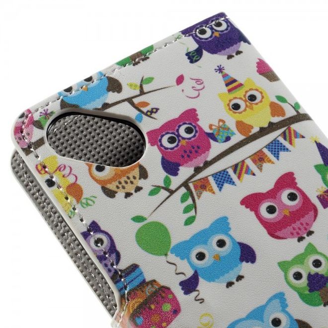 Wiko Sunset2 Leder Case mit vielen kleinen Eulen