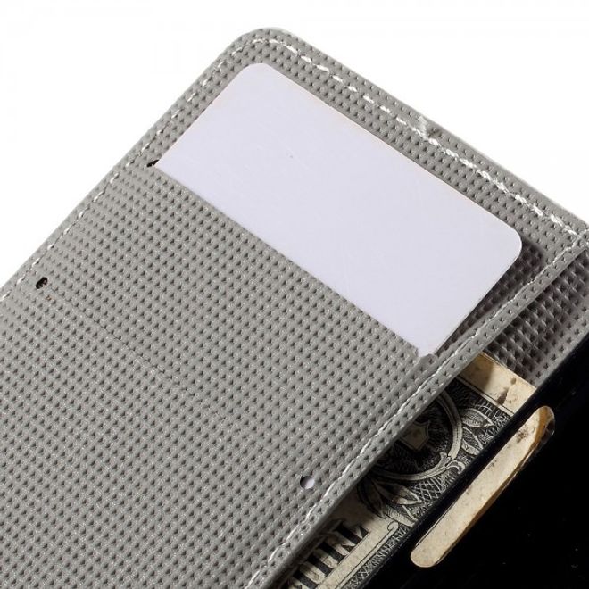 Wiko Sunset2 Leder Case mit wunderschönem, blauem Schmetterling