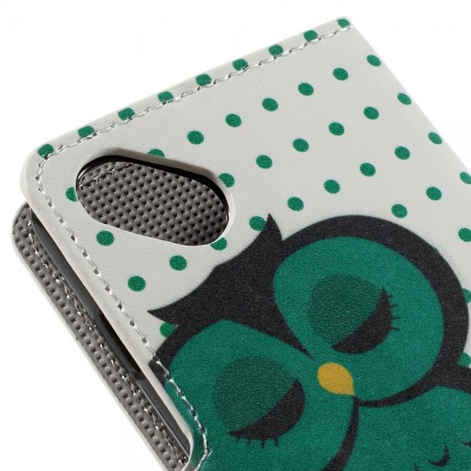 Wiko Sunset2 Leder Case mit schlafender Eule