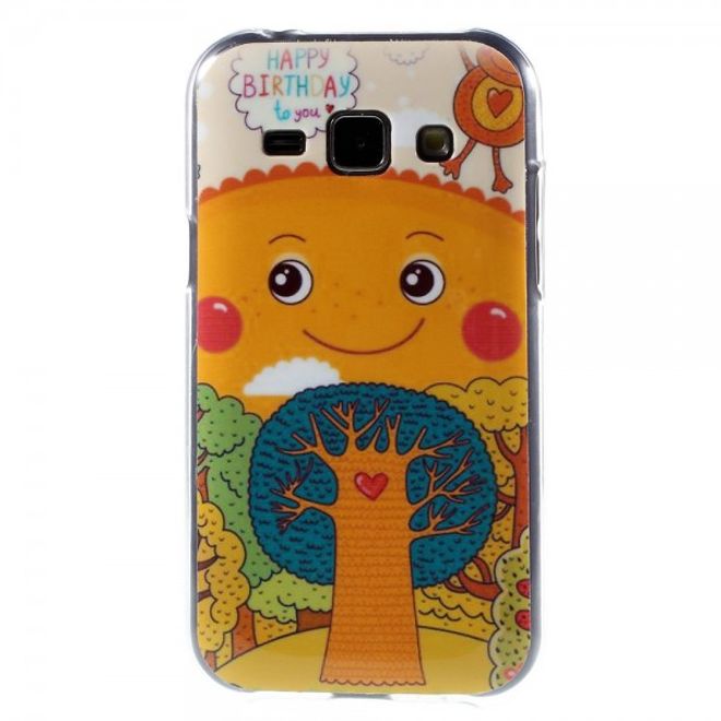 Samsung Galaxy J1 Elastisches Plastik Case mit Sonne und Bäumen