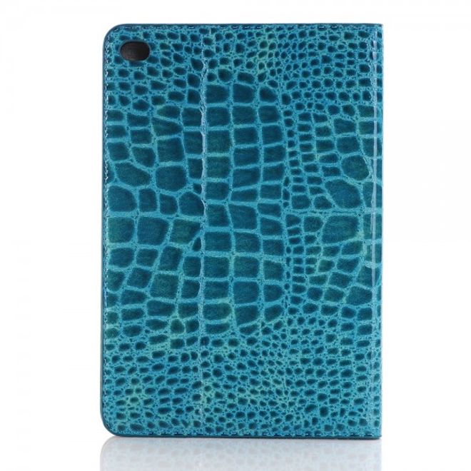 iPad Mini 4 Leder Flip Case mit Krokodiltextur und Standfunktion - blau