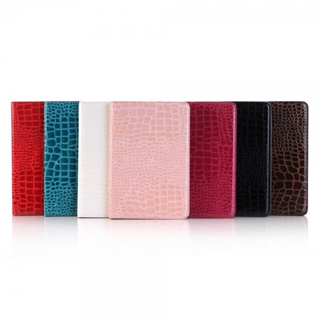 iPad Mini 4 Leder Flip Case mit Krokodiltextur und Standfunktion - blau