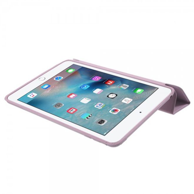 iPad Mini 4 Hülle - dreifach faltbares Case mit Standfunktion - Leder Bookcover - Tri-fold Series - rosa